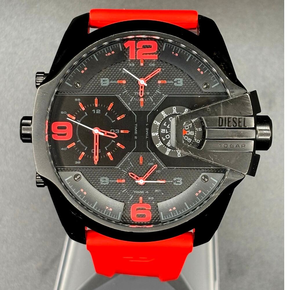 Diesel Uber Chief DZ7466 Four Time Zone Black Red 54mm Men’s Watch